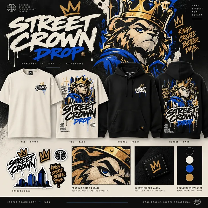 Streetwear hoodie and T-shirt illustration concept